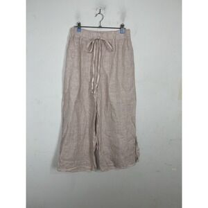 Suzy D Womens Pants 16‎ Pink 100% Linen Lagenlook Boho Wide Leg Resort Spring
